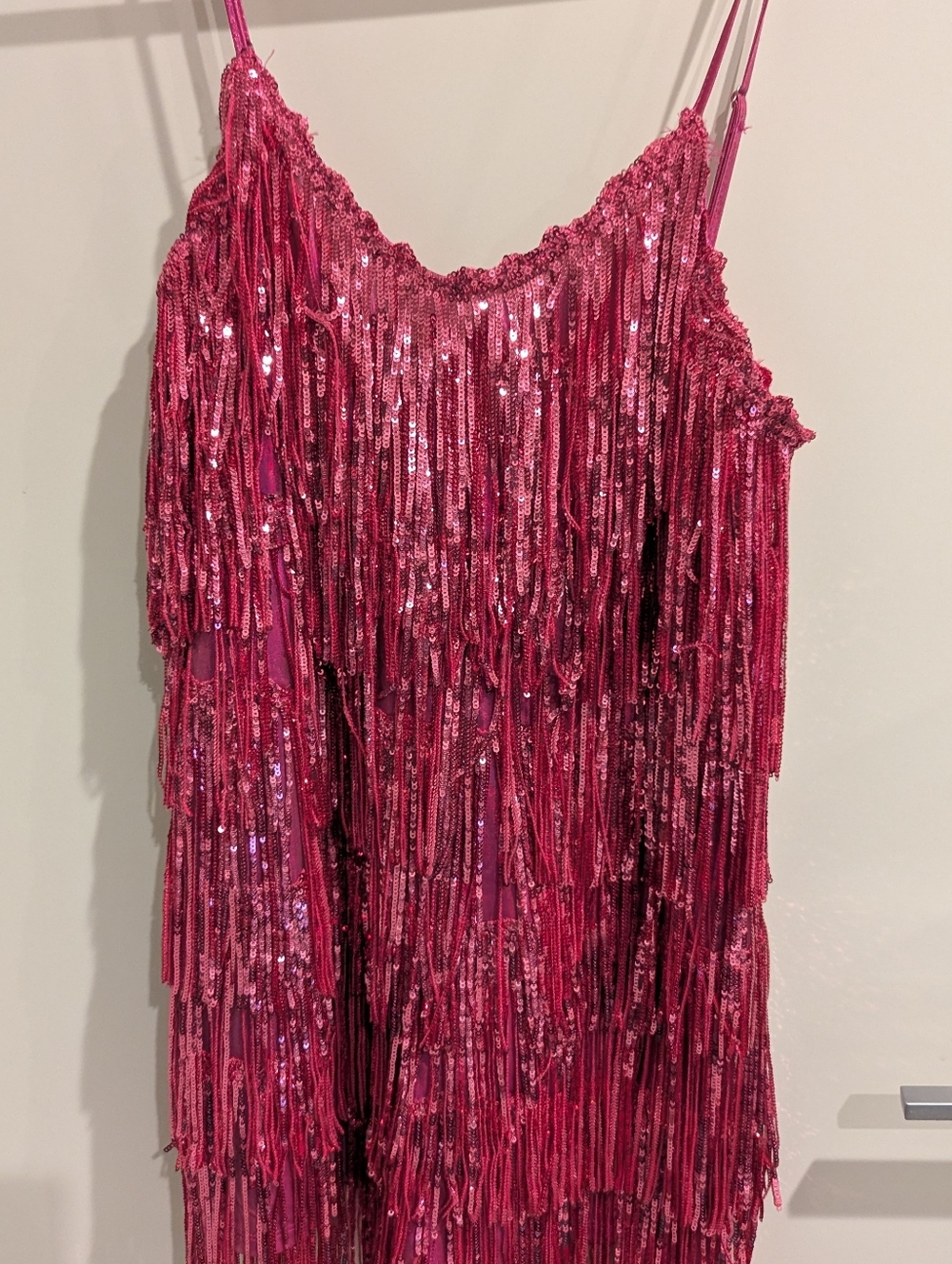 12th Tribe Hot Pink Sequin Fringe Dress NWT
